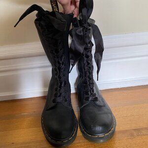 Doc Marten 1B99 Virginia Leather Mid Calf Combat Boot in Women's 7 in Black